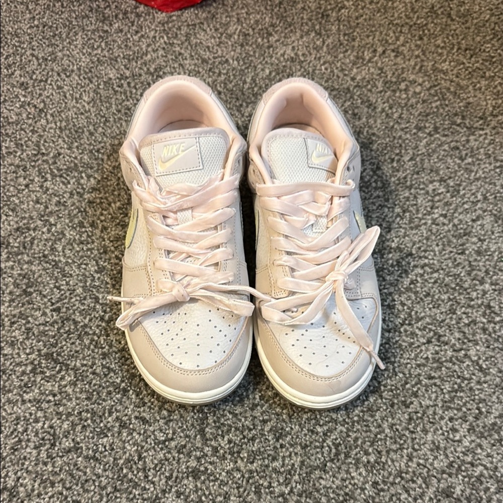 Nike Blush and White Low-Top Sneakers